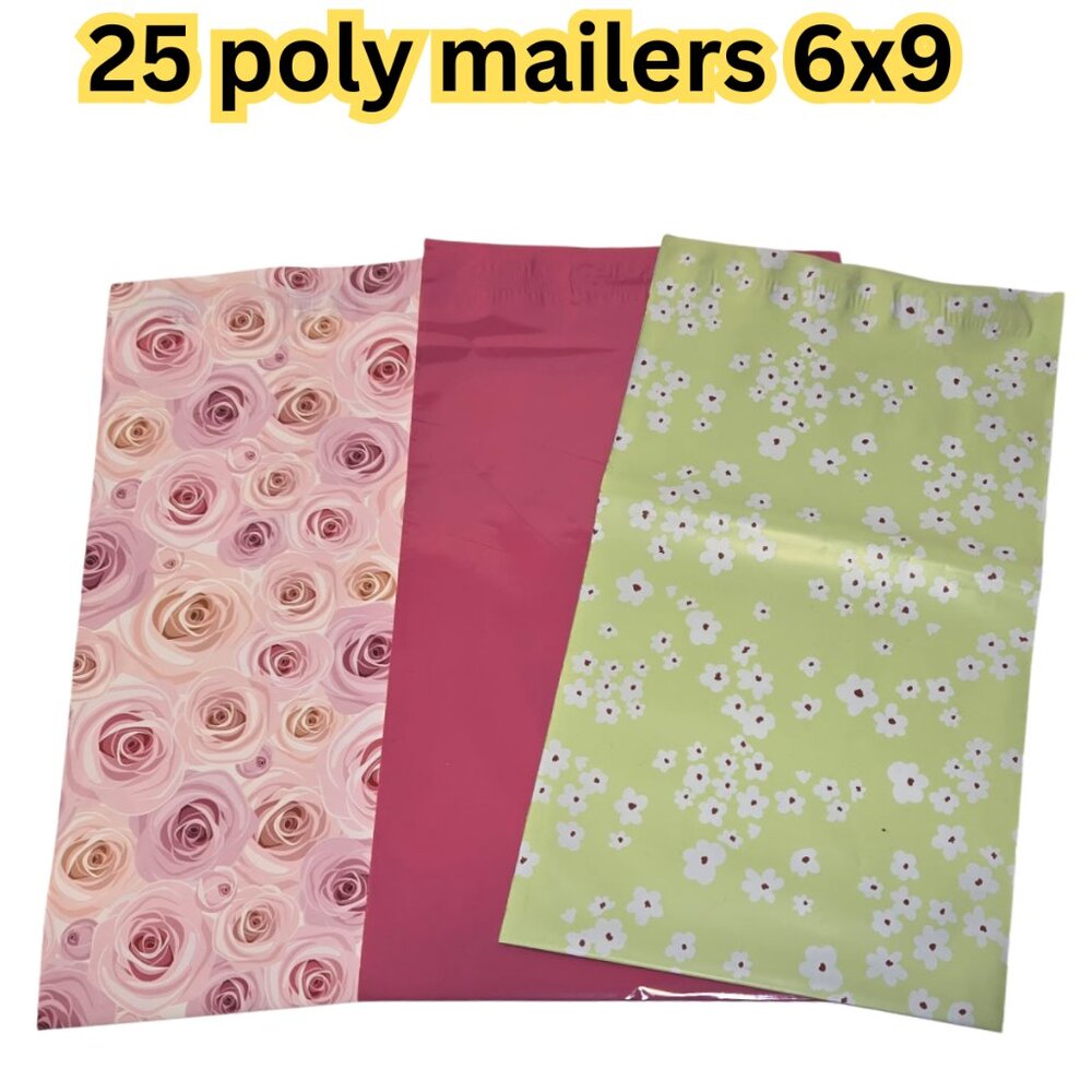 Elegant Floral and Pink Poly Mailers - 25 Pack
